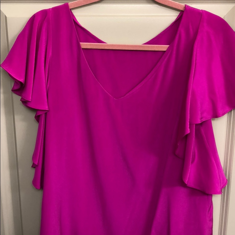 Milly Fuchsia Ruffle Sleeve Top - Picture 3 of 5